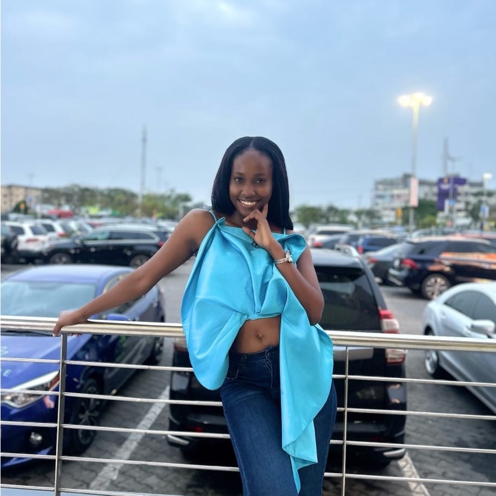 Aso blue Mikado Drape & Frill thin strap top
